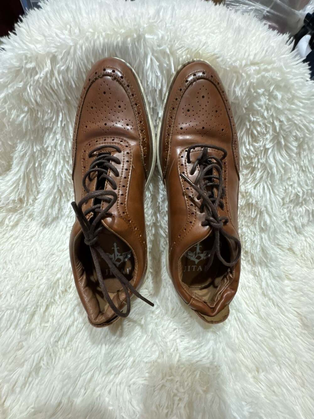 739 S4 JITAI Men's Brown Casual Wingtip Brogue Oxford Sneakers